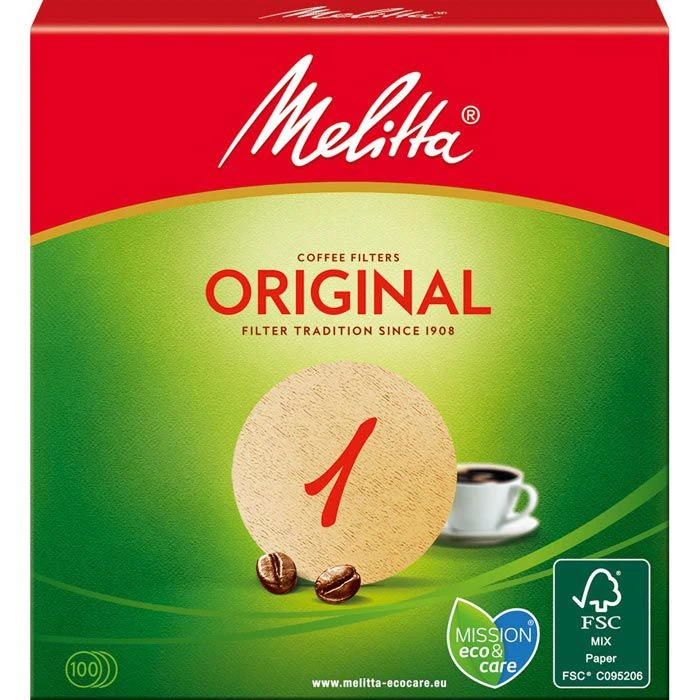Melitta Rundfilterpapier Original 1, Ø 94mm, Naturbraun, 100 Stück