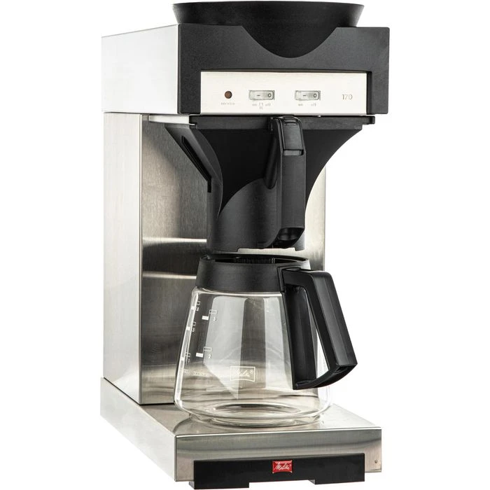 Melitta Kaffeemaschine M 170 M, 20348, Mit Glaskanne, 14 Tassen, Silber-schwarz