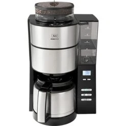 Melitta Kaffeemaschine 1021-12, AromaFresh Therm, Mit Mahlwerk, Thermoskanne, Für 10 Tassen, Schwarz