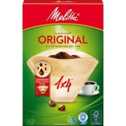Melitta Filtertüten Original 1x4, Größe 4, Naturbraun, 80 Stück