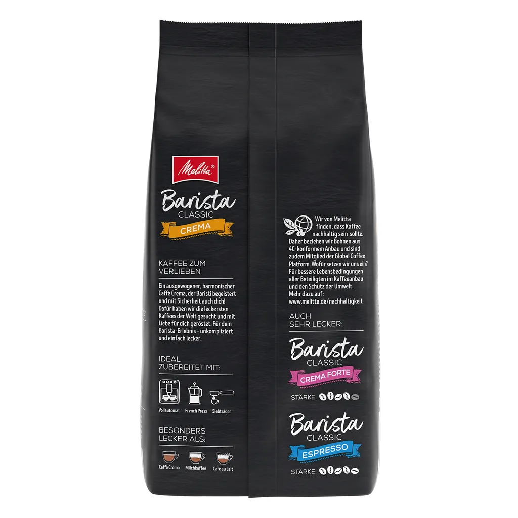 MELITTA Ganze Kaffeebohnen Barista Crema 1 Kg Ausgewogen Harmonisch Stärke 3 – Bild 3