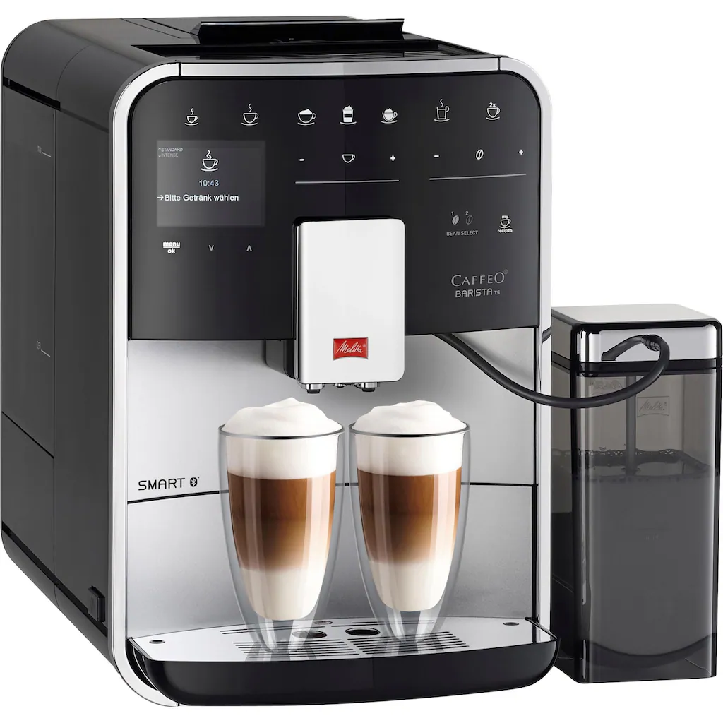 Melitta Kaffeevollautomat »Barista TS Smart® F850-101, Silber«, 21 Kaffeerezepte & 8 Benutzerprofile, 2-Kammer Bohnenbehälter