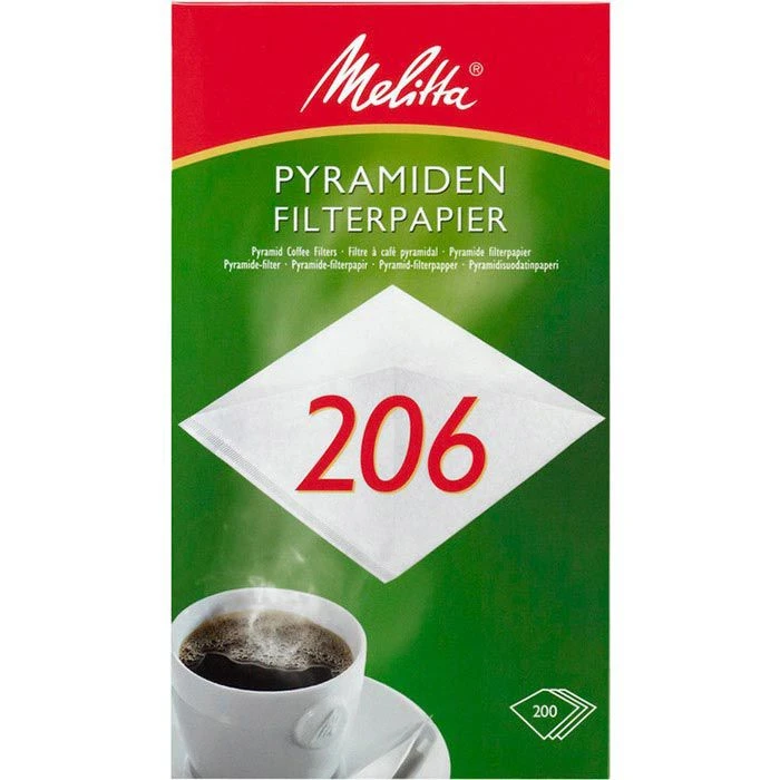 Melitta Filtertüten 206 G, Pyramidenfilter, Weiß, 200 Stück