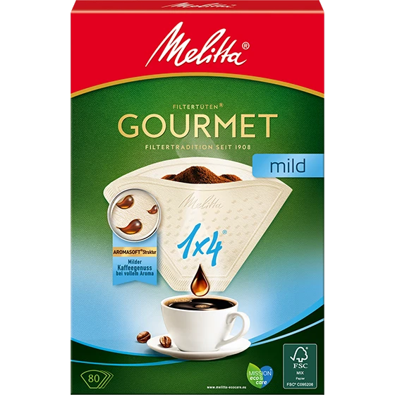 Melitta Gourmet® Mild, 1x4®, 80 St. | Filtertüten®