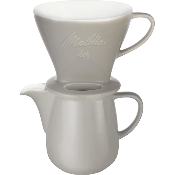 Melitta Kaffeefilter Aus Porzellan 1x4® & Porzellankanne 0,6L Grau